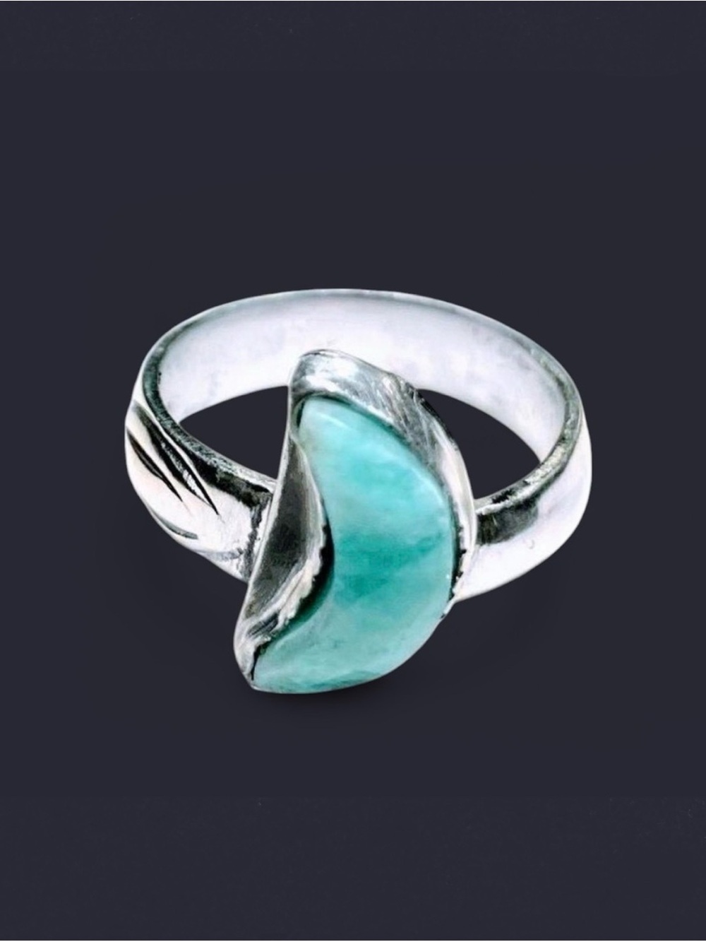Amazonite Moon + Mixed Metal Ring ( 7 )